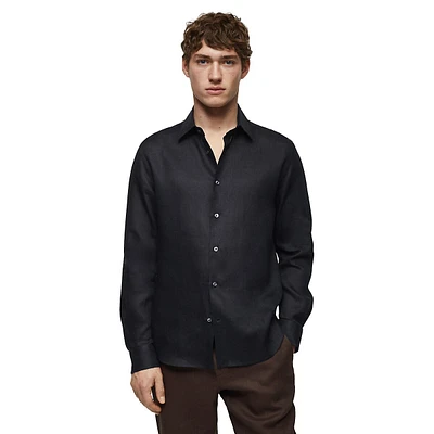 Parrot Linen Button-Down Shirt