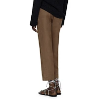 Linen Beaded-Drawstring Cropped Trousers