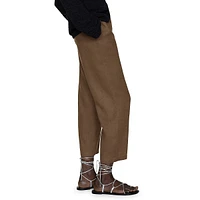 Linen Beaded-Drawstring Cropped Trousers