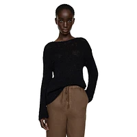 Linen Beaded-Drawstring Cropped Trousers