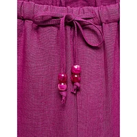 Pantalon court en lin à cordon de serrage perlé