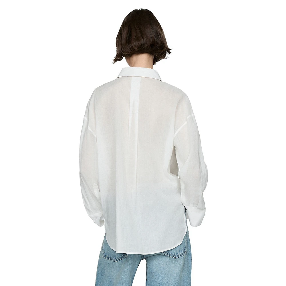 Regina Ramie & Cotton Patch-Pocket Shirt