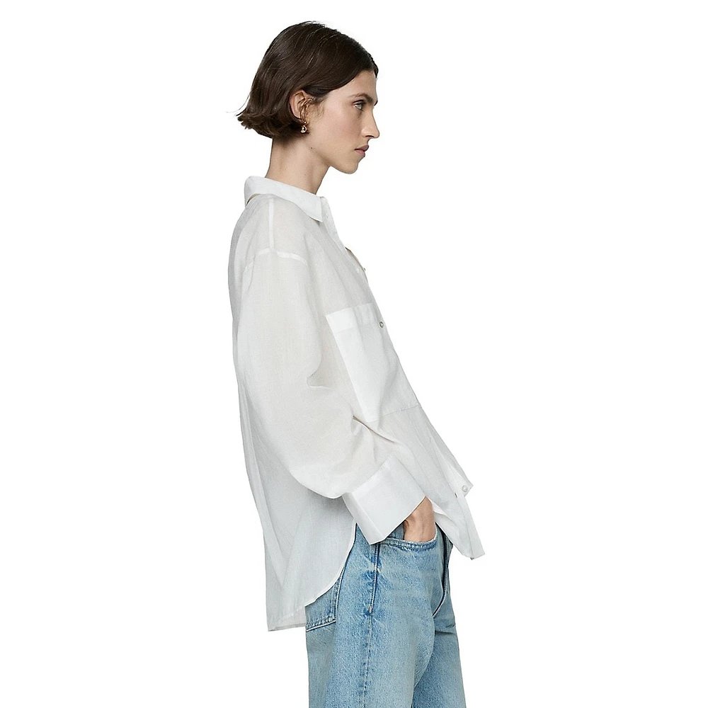 Regina Ramie & Cotton Patch-Pocket Shirt