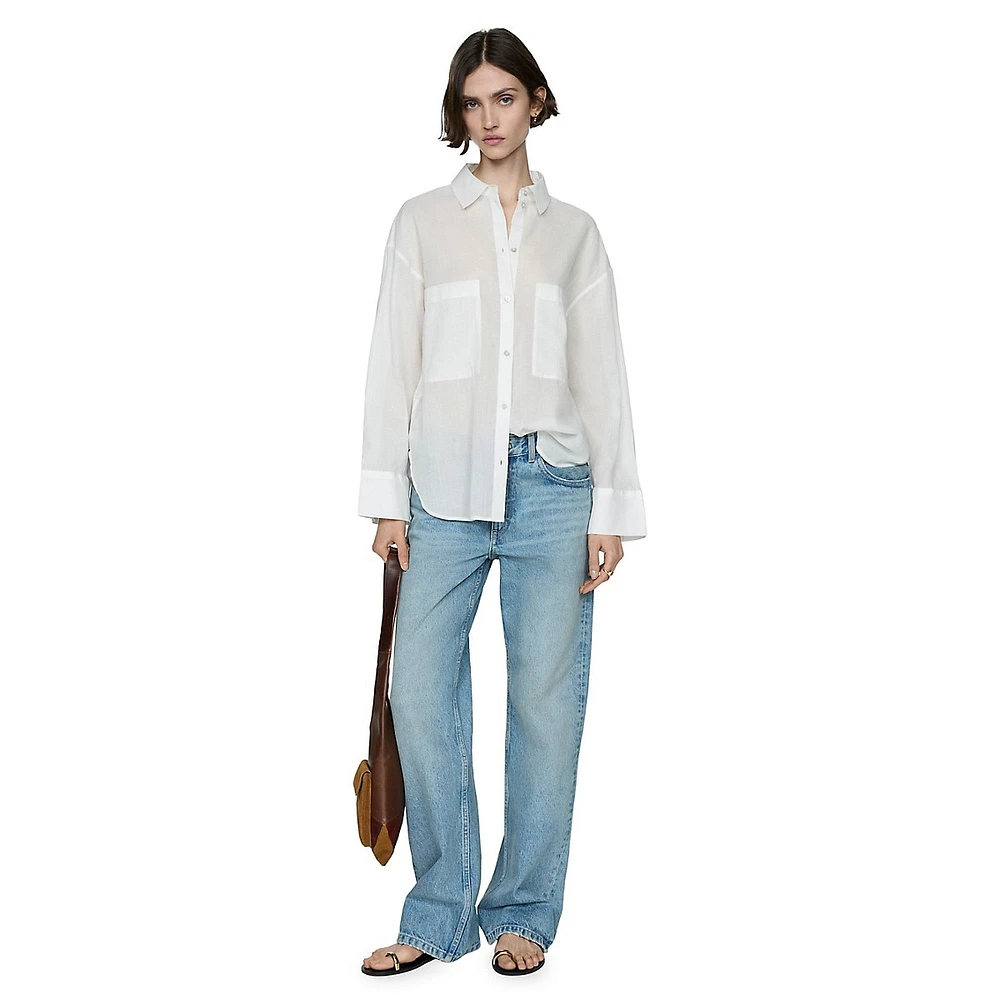 Regina Ramie & Cotton Patch-Pocket Shirt