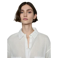Regina Ramie & Cotton Patch-Pocket Shirt