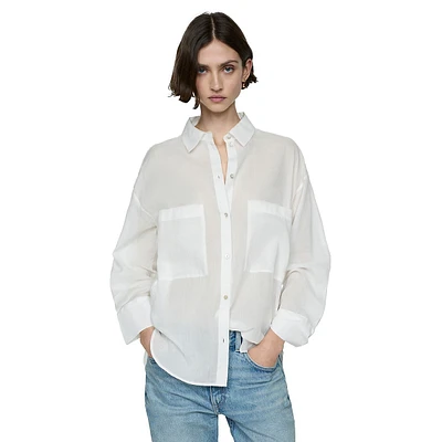 Regina Ramie & Cotton Patch-Pocket Shirt