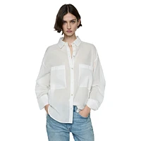 Regina Ramie & Cotton Patch-Pocket Shirt