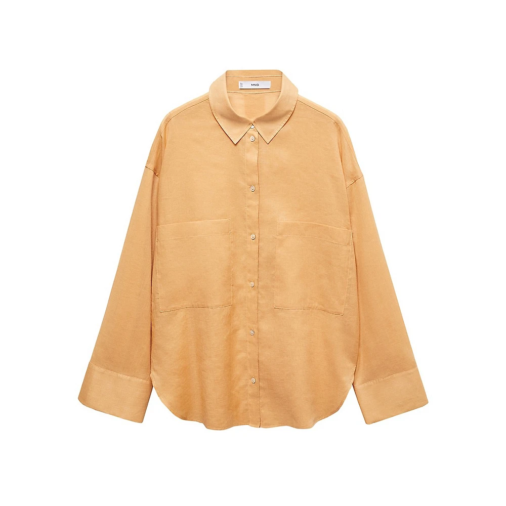 Regina Ramie & Cotton Patch-Pocket Shirt