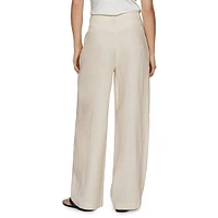Pantalon en lin plissé à jambes larges