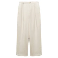 Pantalon en lin plissé à jambes larges