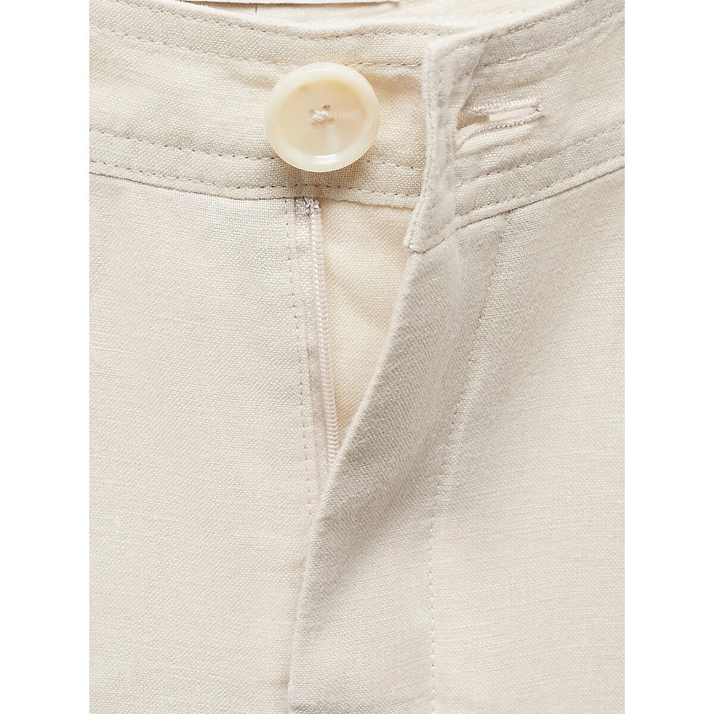 Pantalon en lin plissé à jambes larges