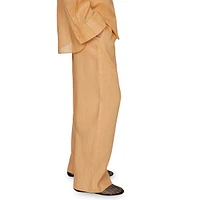 Linen Pleated Wide-Leg Pants