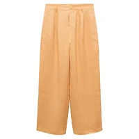 Linen Pleated Wide-Leg Pants