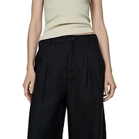 Linen Pleated Wide-Leg Pants