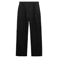 Linen Pleated Wide-Leg Pants