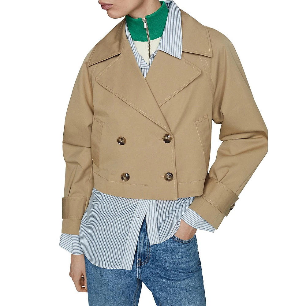 Cropped Trench-Style Jacket