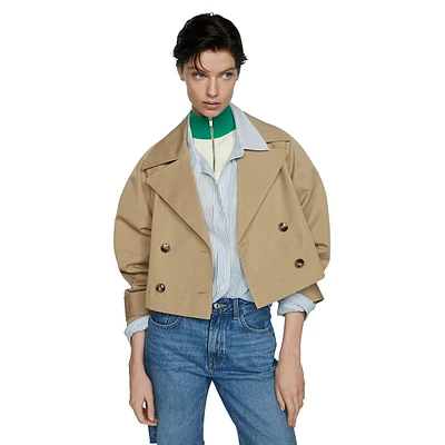 Cropped Trench-Style Jacket