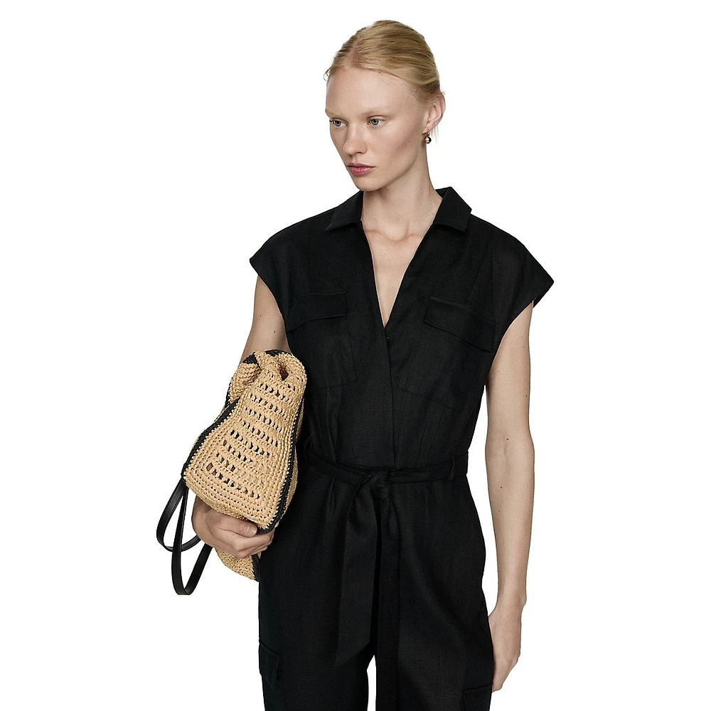 Cargo-Style Linen Jumpsuit