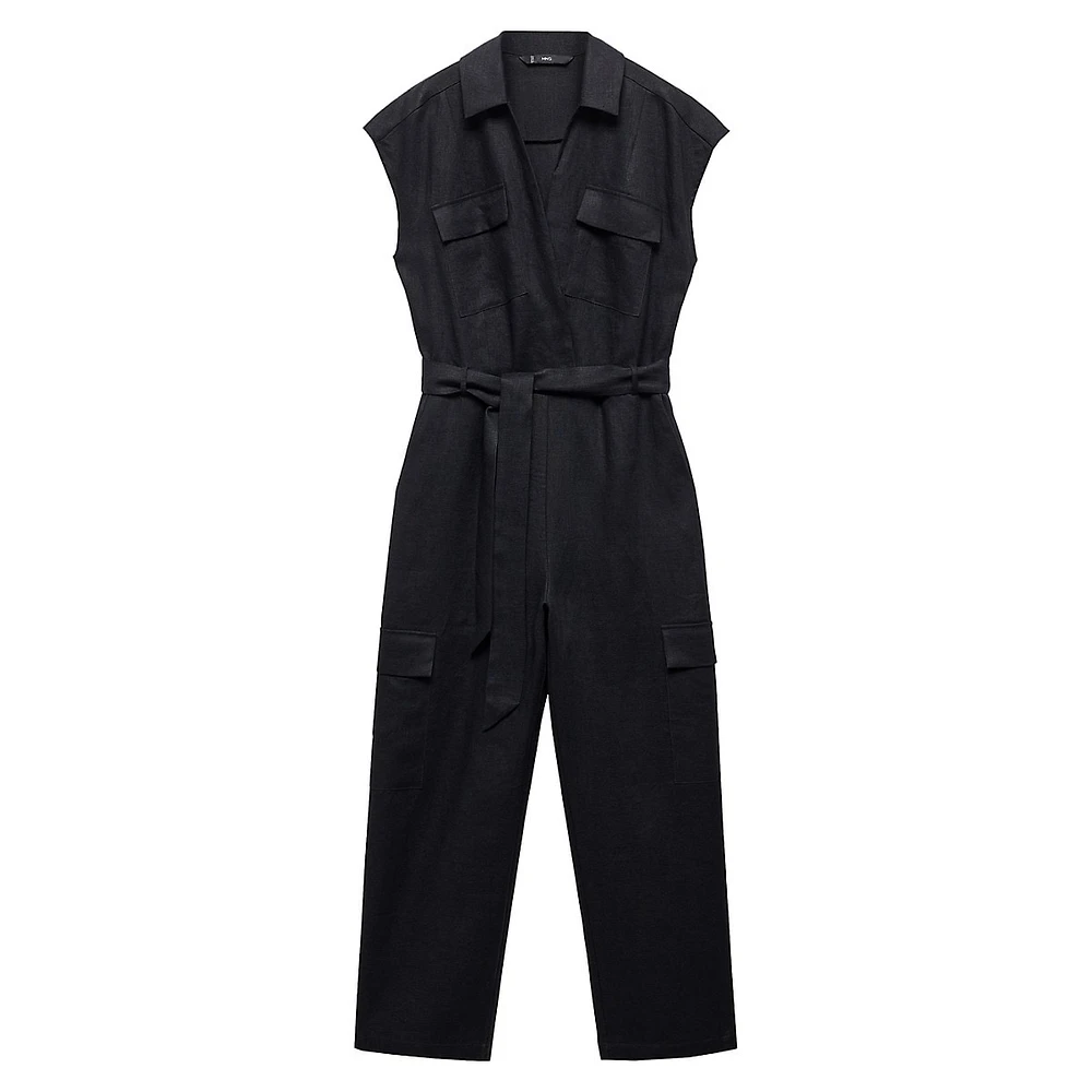 Cargo-Style Linen Jumpsuit