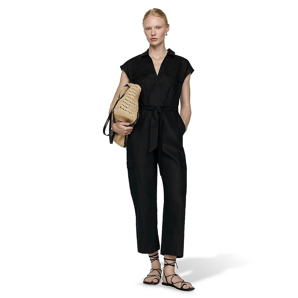 Cargo-Style Linen Jumpsuit