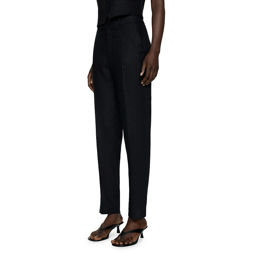 Boreli Linen Straight-Leg Suit Trousers