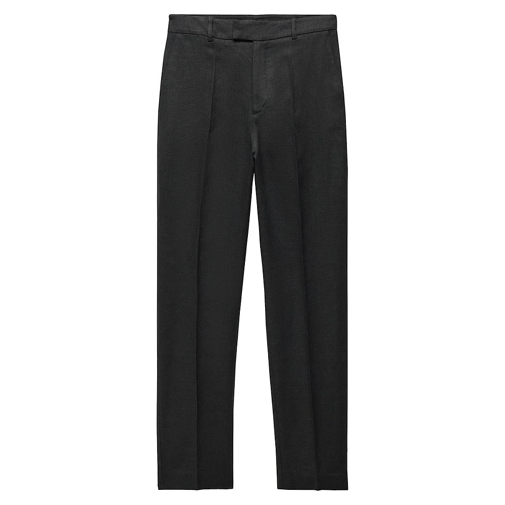 Boreli Linen Straight-Leg Suit Trousers