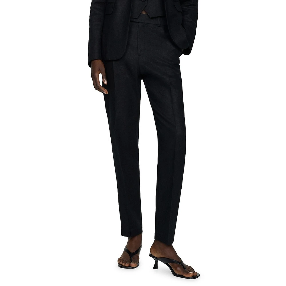 Boreli Linen Straight-Leg Suit Trousers