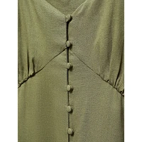 Button-Front Puff-Sleeve Midi Empire Dress