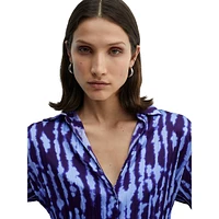 Bouquet Printed Shirred Button-Up Shirt