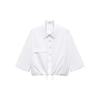 Drawstring-Hem Poplin Shirt