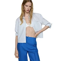 Brunoli Linen Pleated Straight Cropped Trousers