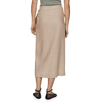 Side-Tie Linen Midi Skirt