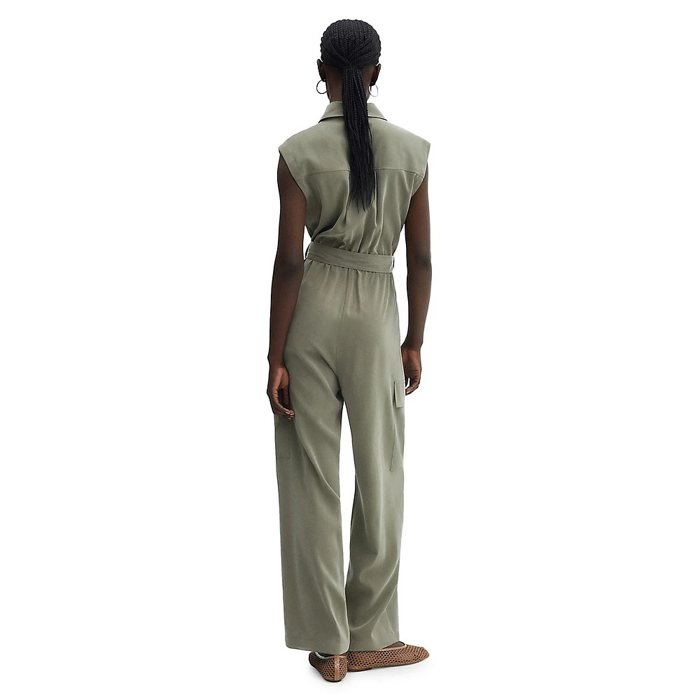 Sleeveless Cargo-Style Jumpsuit