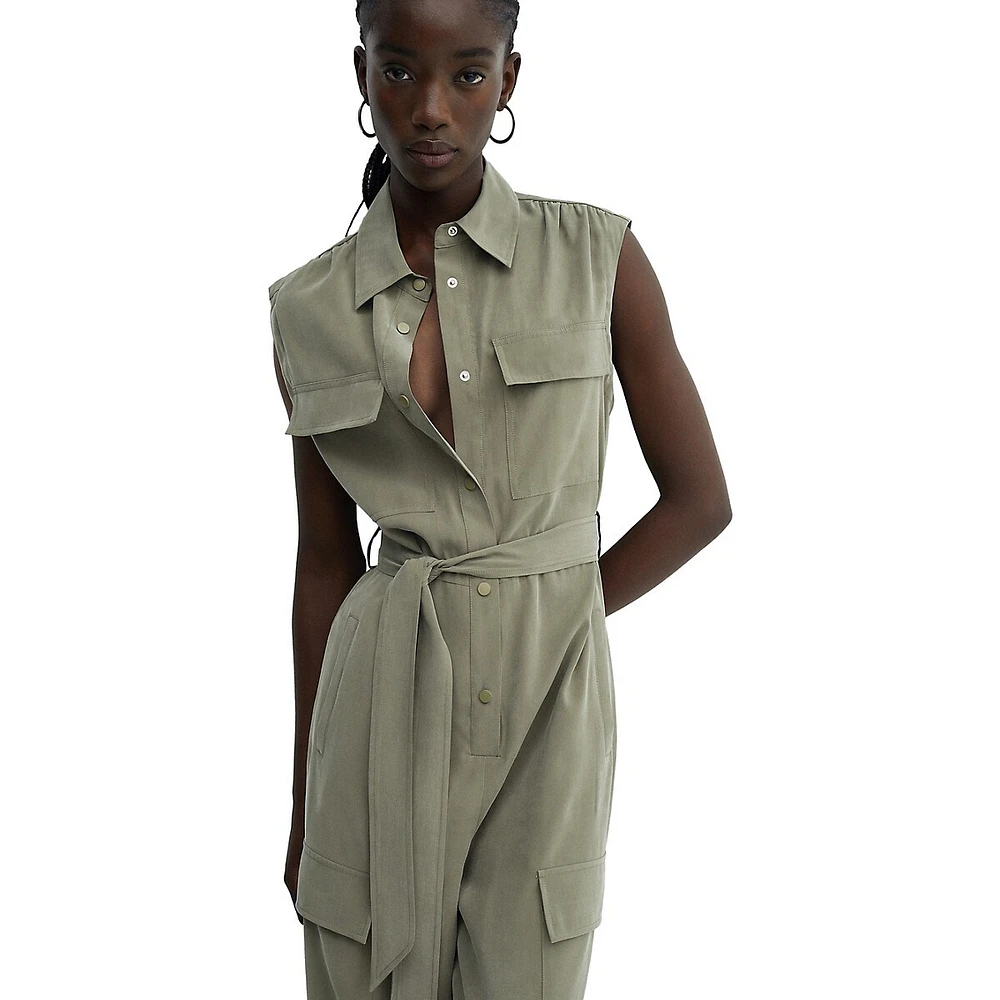 Sleeveless Cargo-Style Jumpsuit