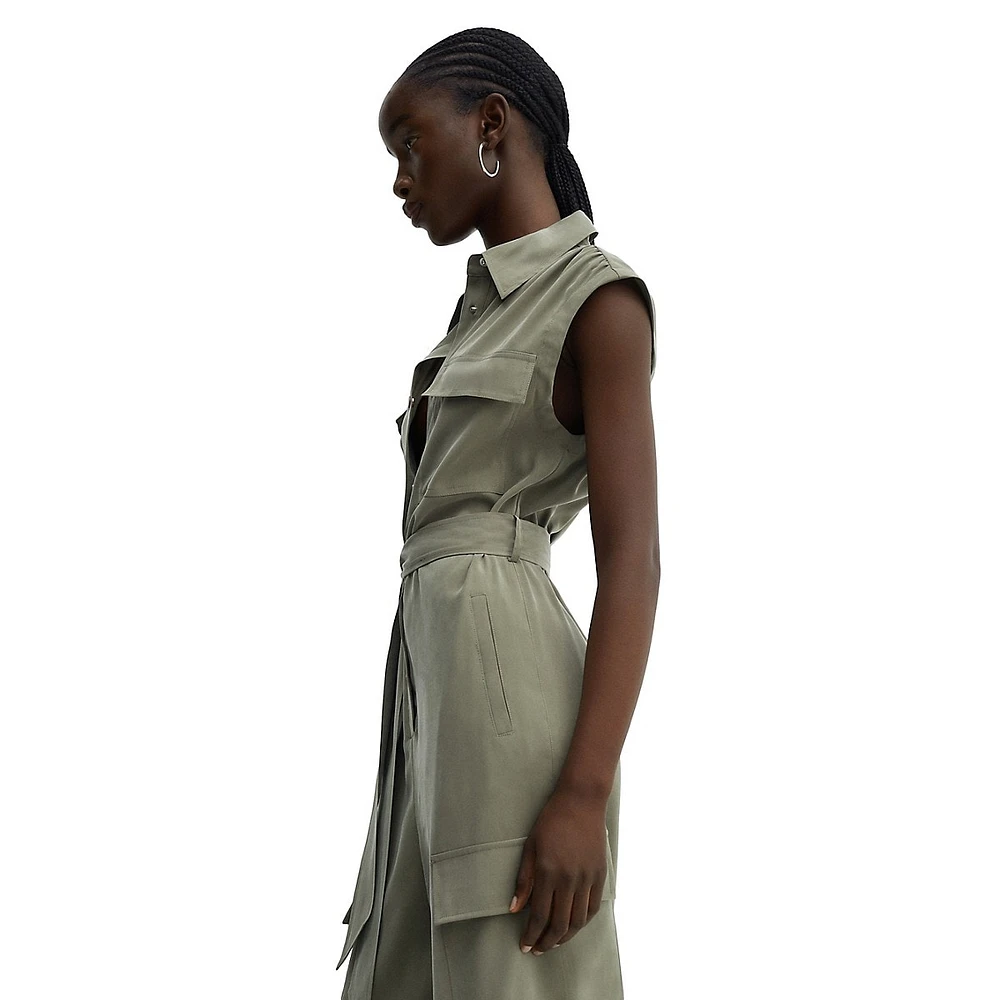 Sleeveless Cargo-Style Jumpsuit