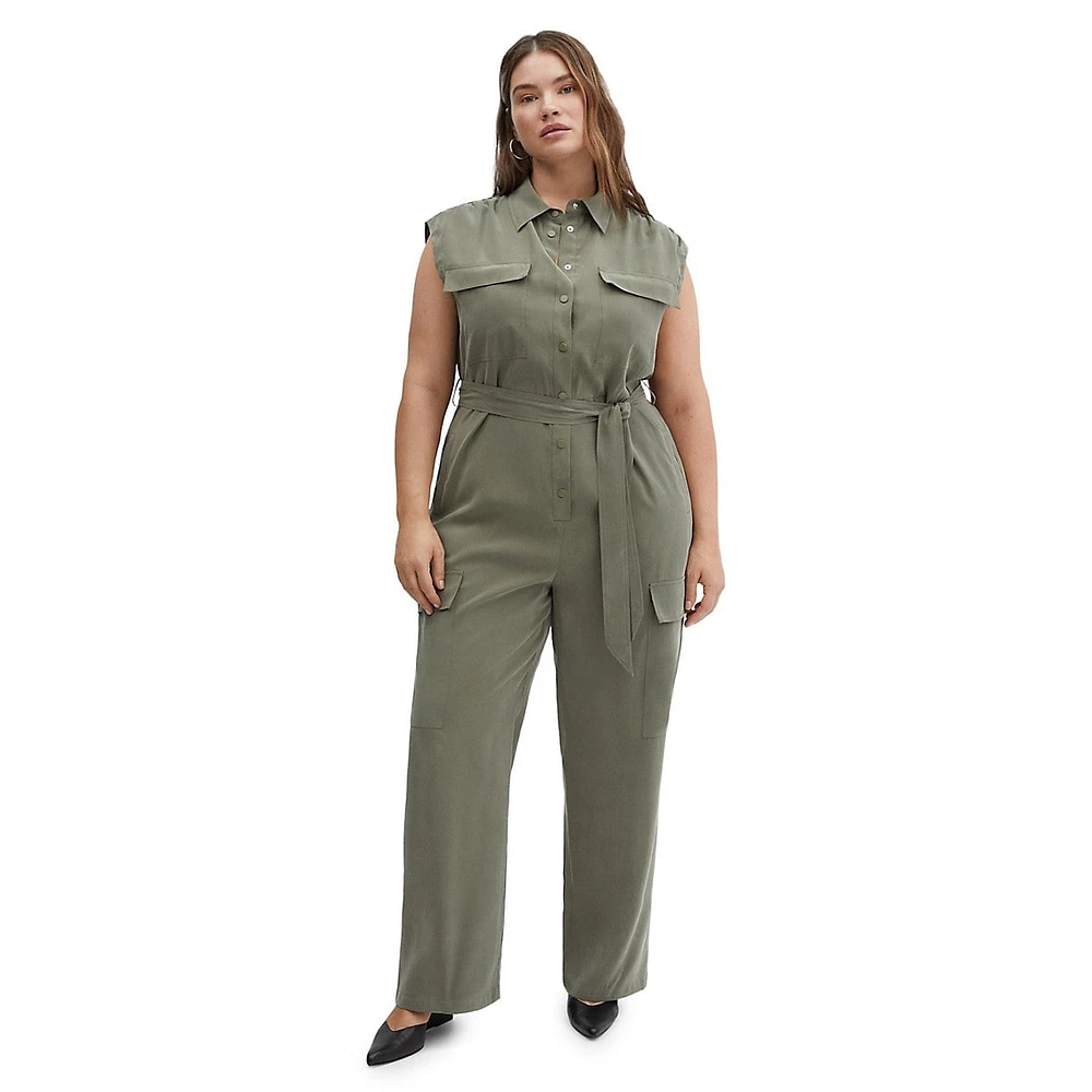 Sleeveless Cargo-Style Jumpsuit