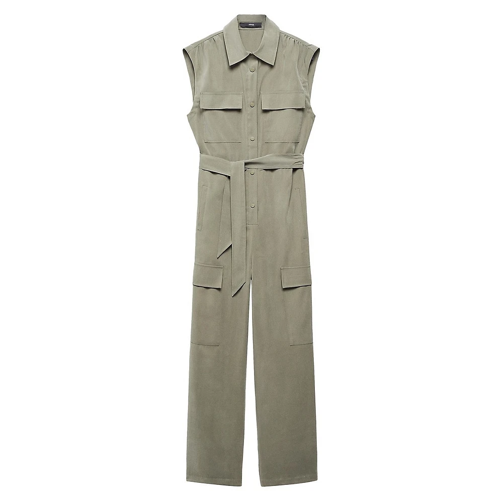 Sleeveless Cargo-Style Jumpsuit