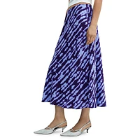 Bombay6 Printed Satin A-Line Midi Skirt