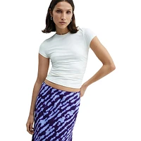 Bombay6 Printed Satin A-Line Midi Skirt