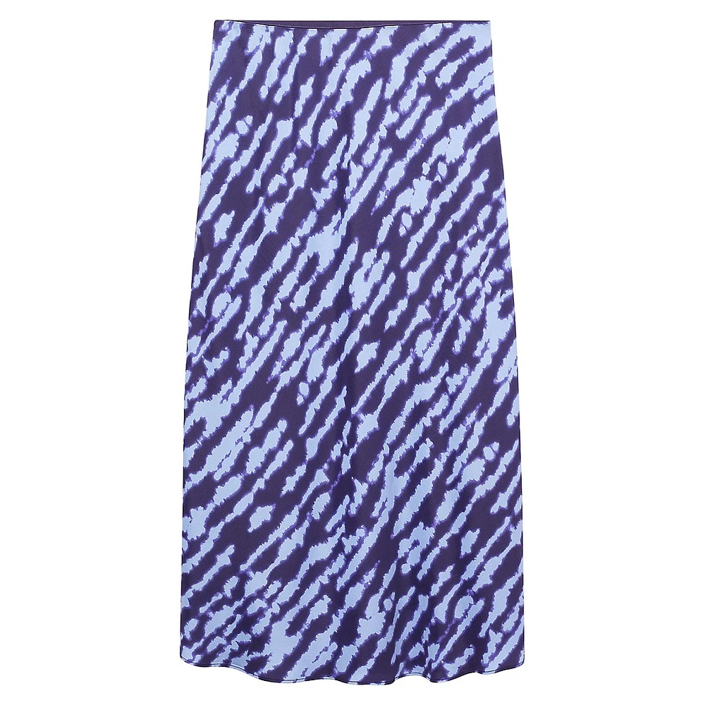 Bombay6 Printed Satin A-Line Midi Skirt