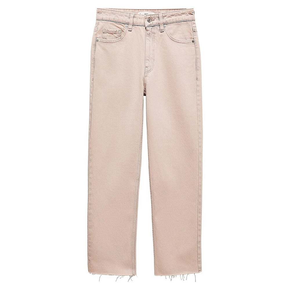 Blanca Straight-Fit Frayed-Hem Cropped Jeans