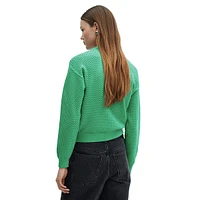 Paola Openwork-Knit Long-Sleeve Sweater