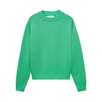 Paola Openwork-Knit Long-Sleeve Sweater