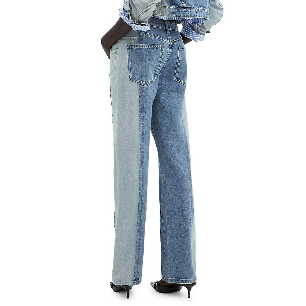 Olivia Two-Tone Straight-Leg Jeans