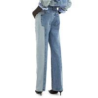 Olivia Two-Tone Straight-Leg Jeans