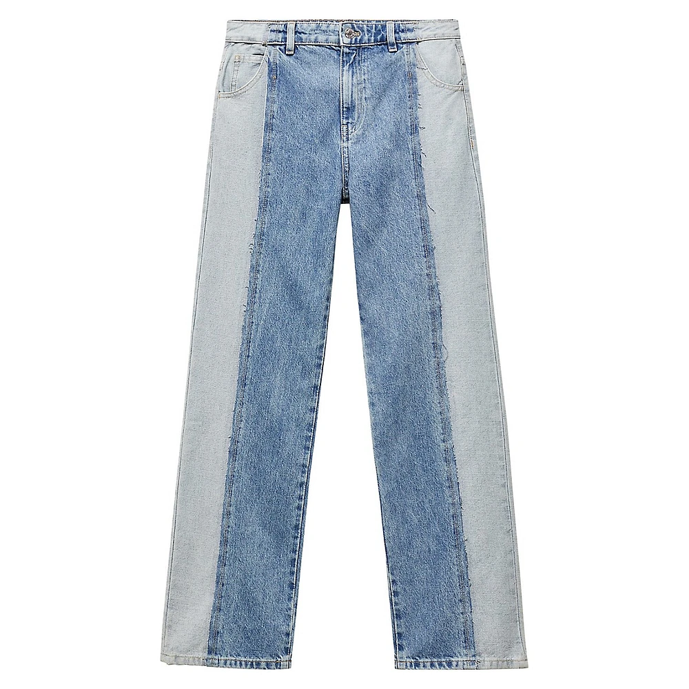 Olivia Two-Tone Straight-Leg Jeans