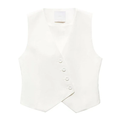 Lugo Linen-Blend Asymmetric Suit Vest