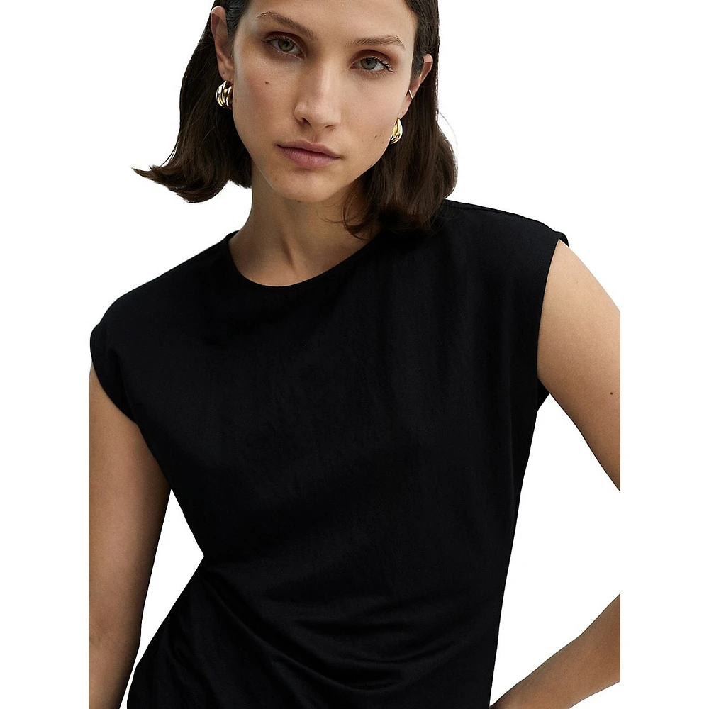 Cintita Cap-Sleeve Ruched Asymmetric Top