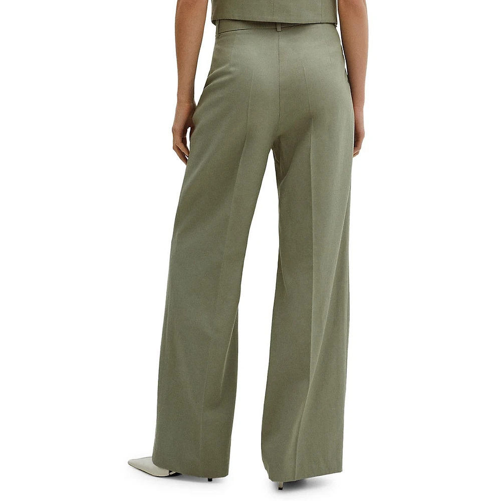 Alicant Pleated Wide-Leg Suit Trousers