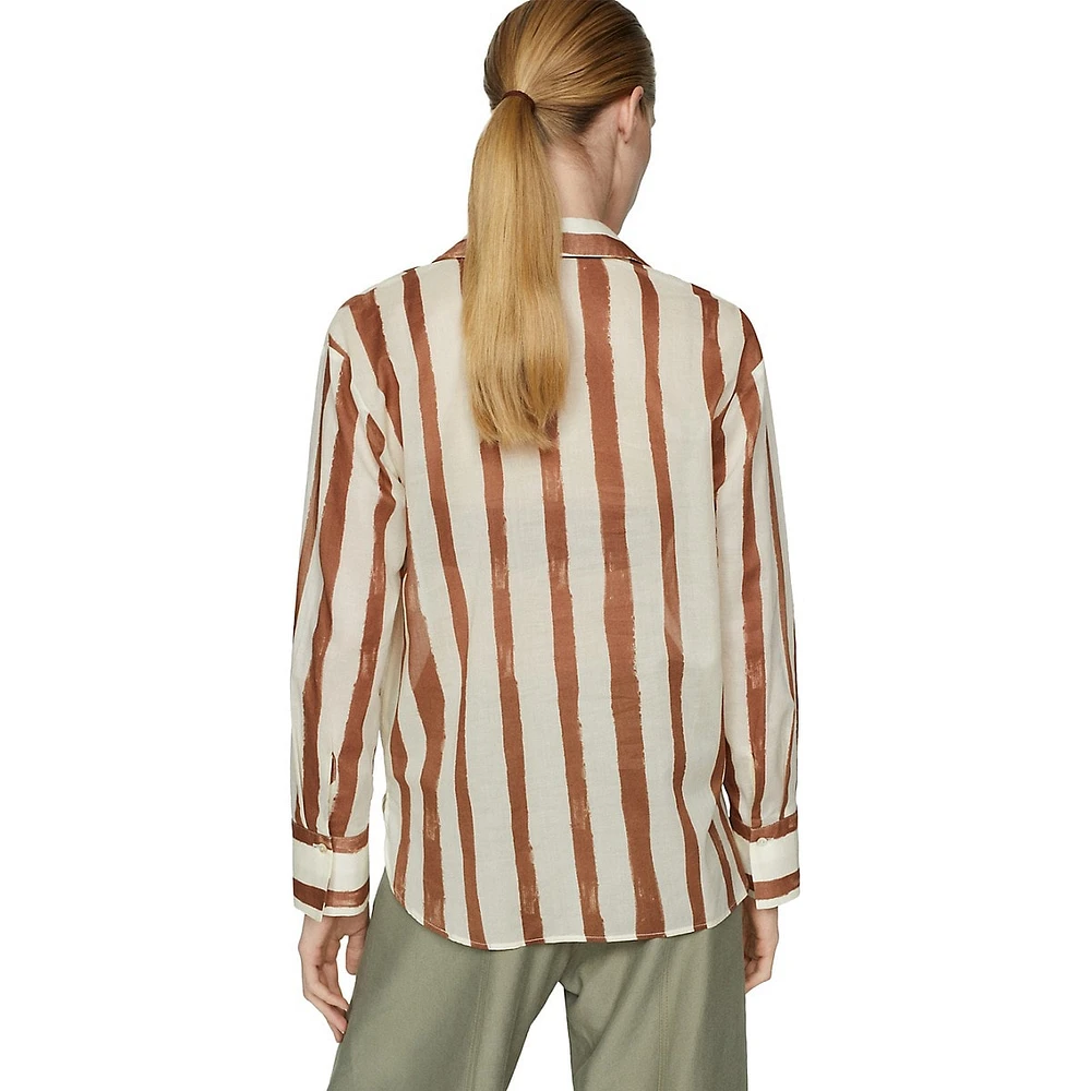 Lineas Striped Semi-Sheer Button-Down Shirt